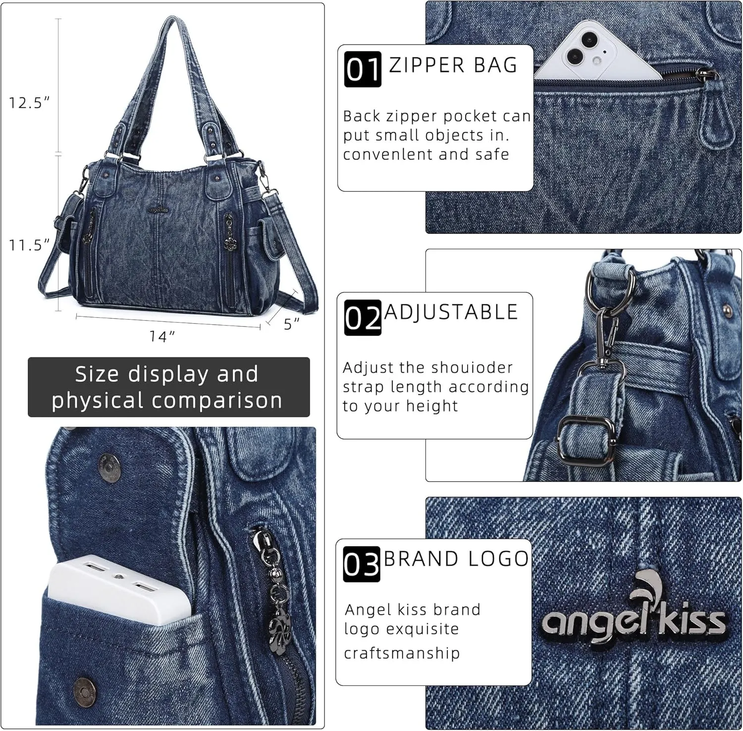 Angel Kiss Handbags for Womens Top-Handle Hobo Purse Roomy Casual Shoulder Bags PU Tote Satchel Purse for Women