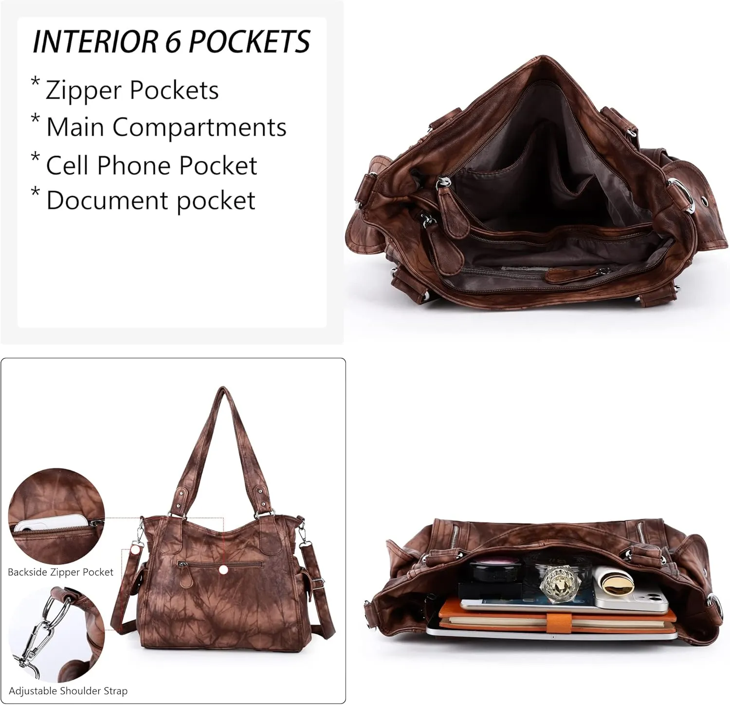 Angel Kiss Handbags for Womens Top-Handle Hobo Purse Roomy Casual Shoulder Bags PU Tote Satchel Purse for Women