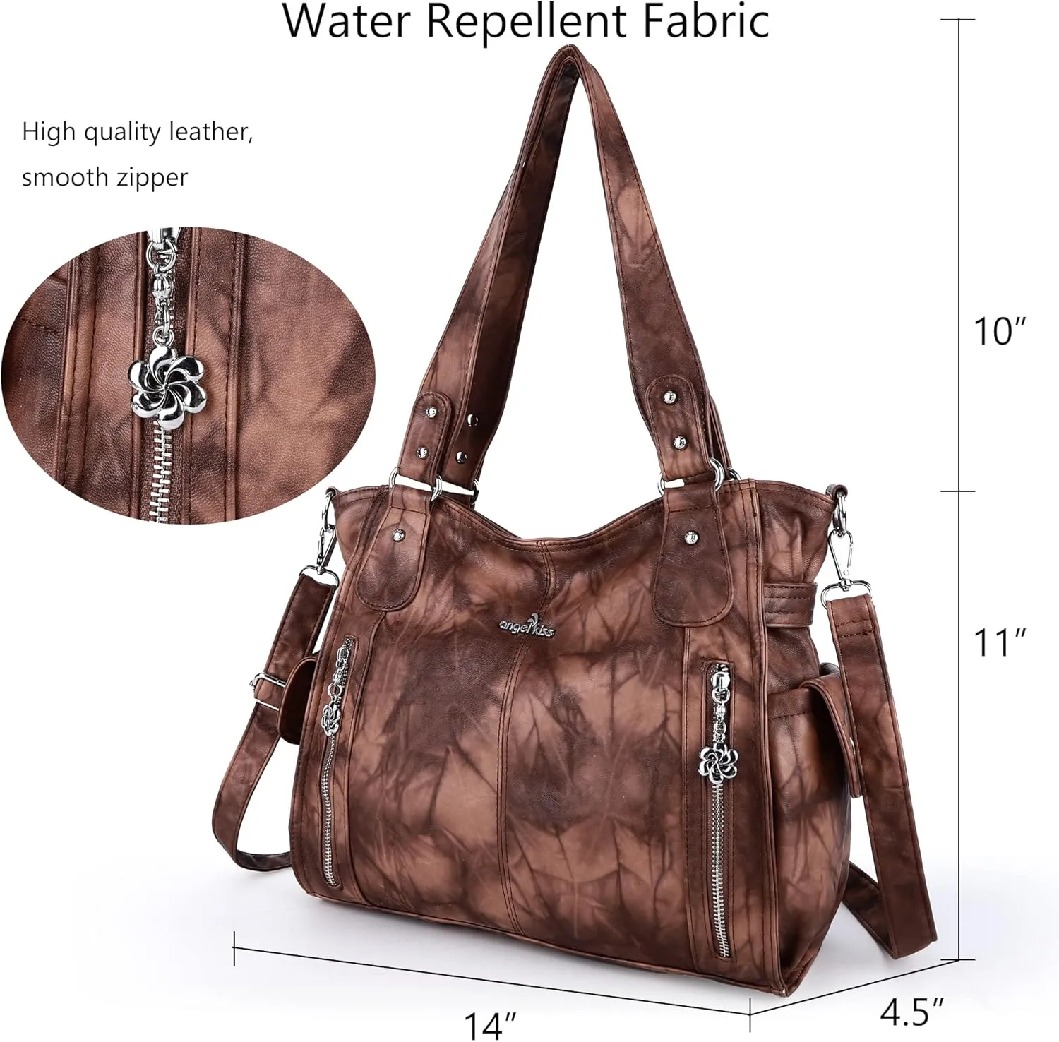 Angel Kiss Handbags for Womens Top-Handle Hobo Purse Roomy Casual Shoulder Bags PU Tote Satchel Purse for Women