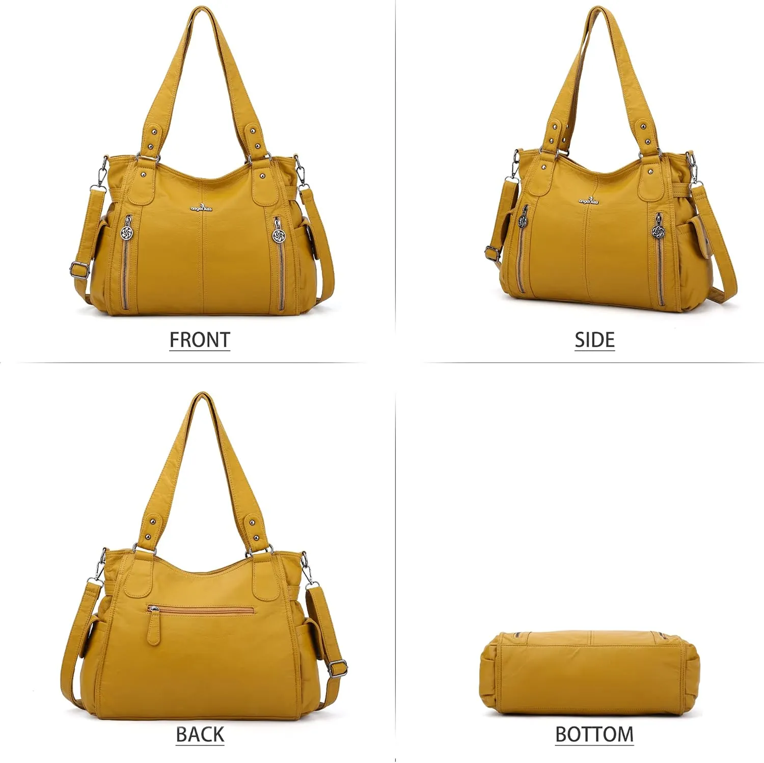 Angel Kiss Handbags for Womens Top-Handle Hobo Purse Roomy Casual Shoulder Bags PU Tote Satchel Purse for Women