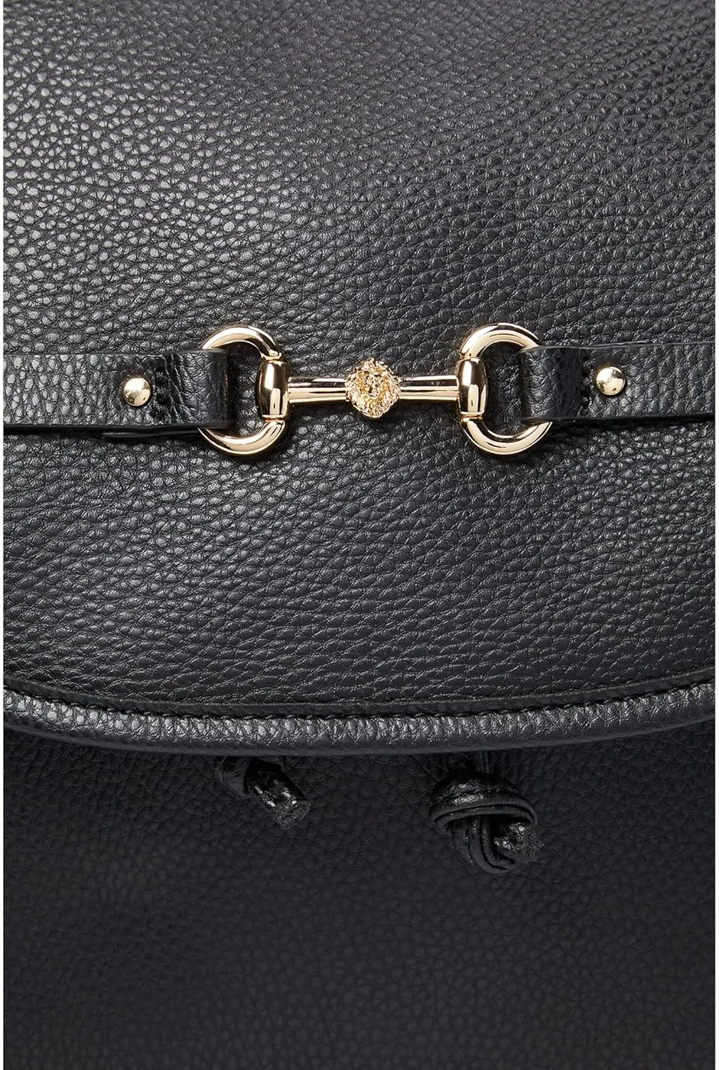 Anne Klein Womens Flap Horsebit Backpack, Black