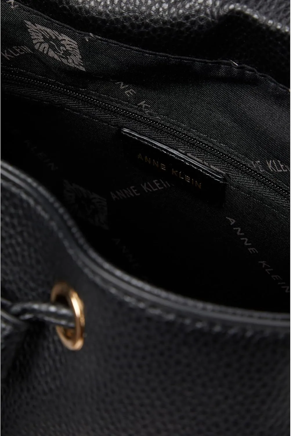 Anne Klein Womens Flap Horsebit Backpack, Black
