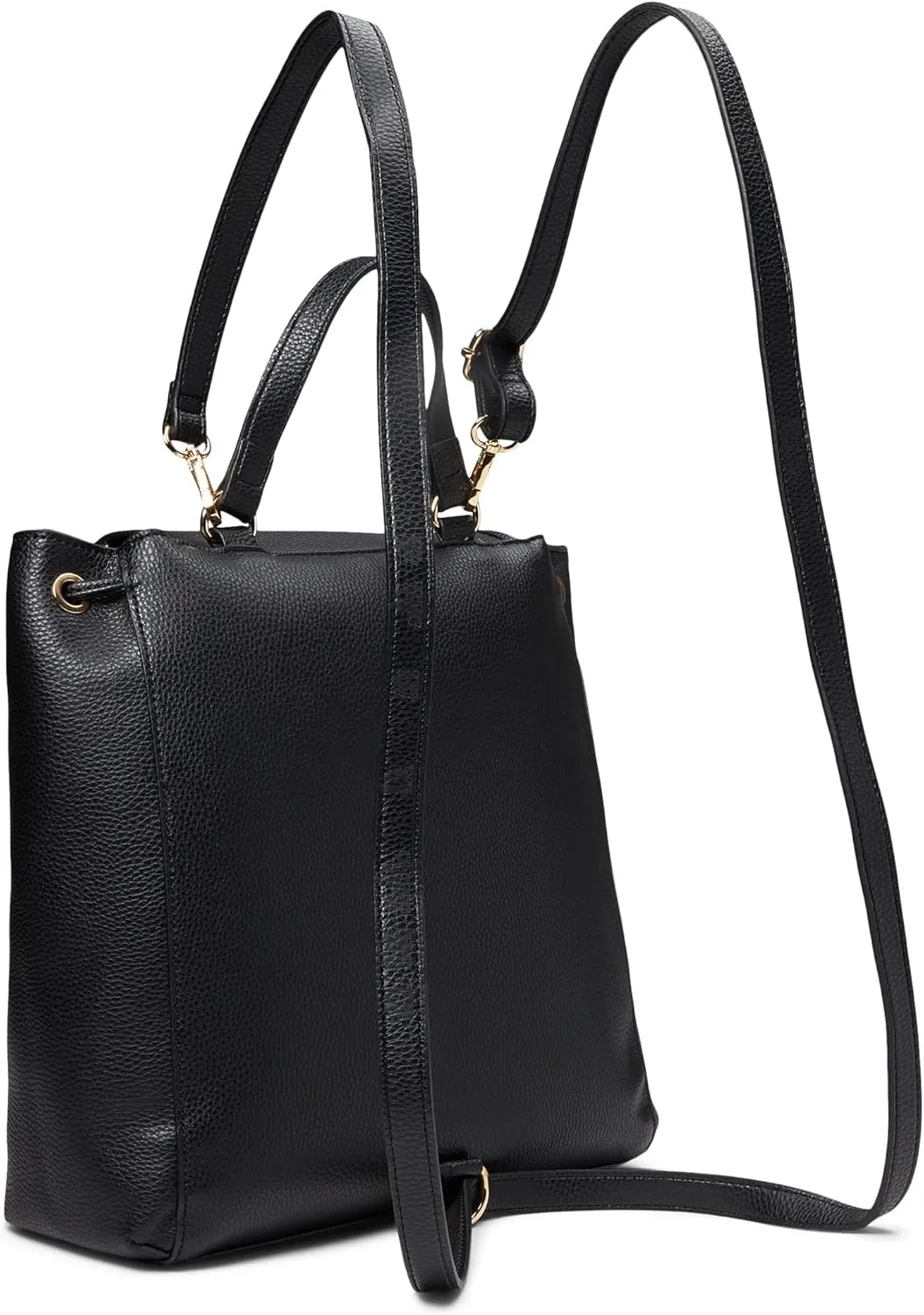 Anne Klein Womens Flap Horsebit Backpack, Black