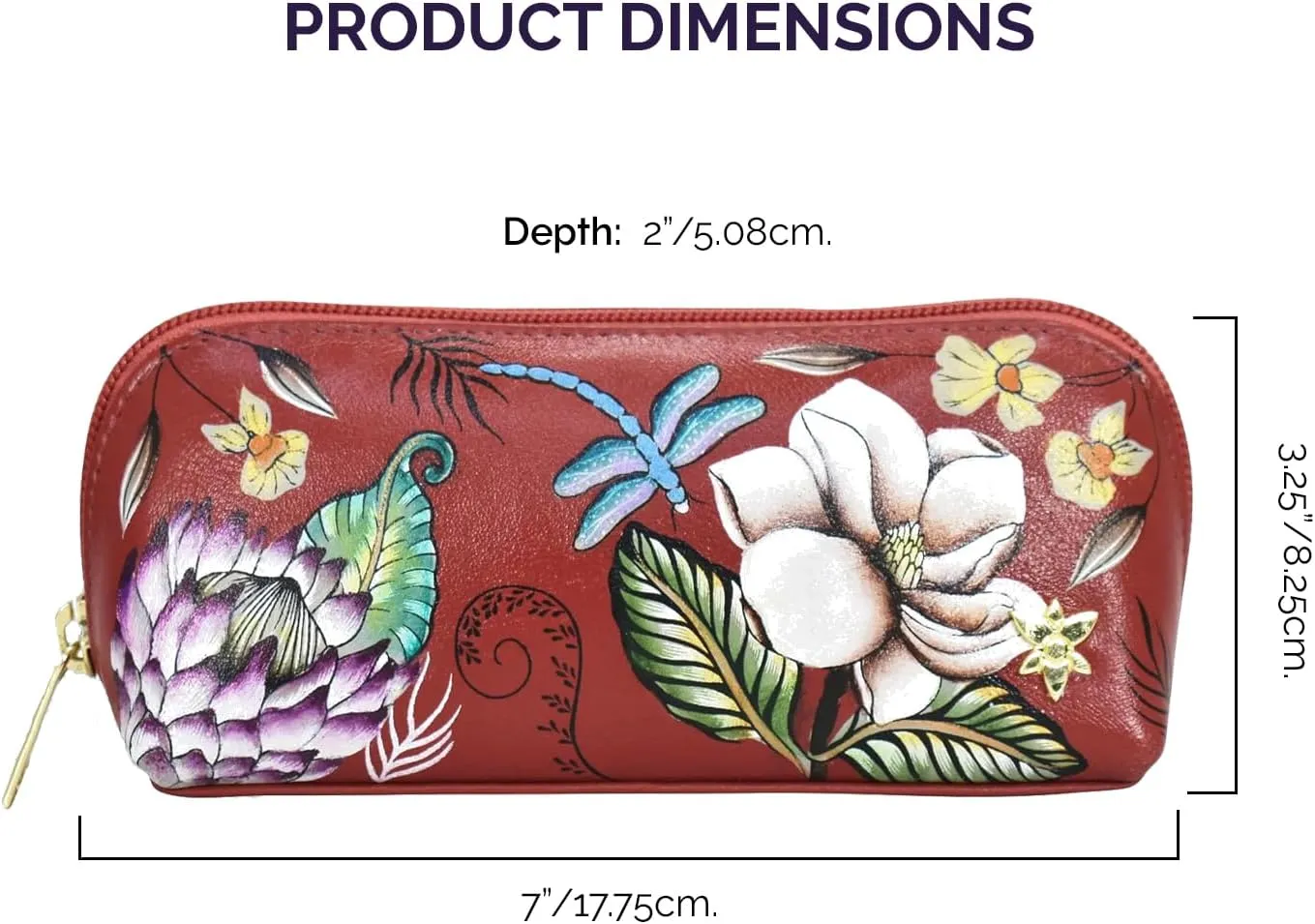 Anuschka Women's Hand-Painted Genuine Leather Medium Zip-Around Eyeglasses & Cosmetic Pouch