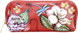 Anuschka Women's Hand-Painted Genuine Leather Medium Zip-Around Eyeglasses & Cosmetic Pouch