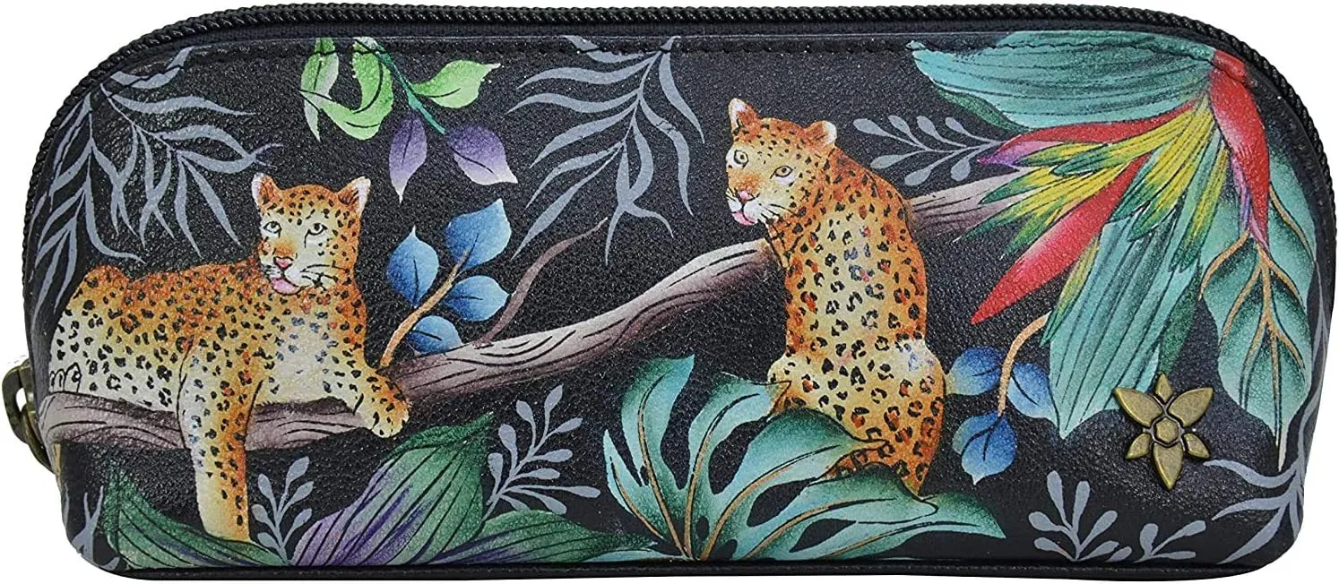 Anuschka Women's Hand-Painted Genuine Leather Medium Zip-Around Eyeglasses & Cosmetic Pouch