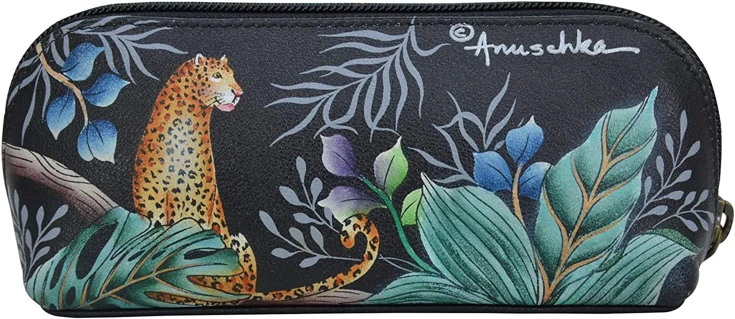 Anuschka Women's Hand-Painted Genuine Leather Medium Zip-Around Eyeglasses & Cosmetic Pouch