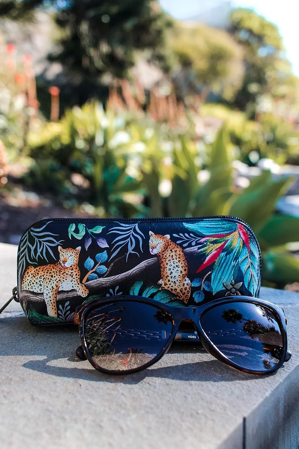 Anuschka Women's Hand-Painted Genuine Leather Medium Zip-Around Eyeglasses & Cosmetic Pouch