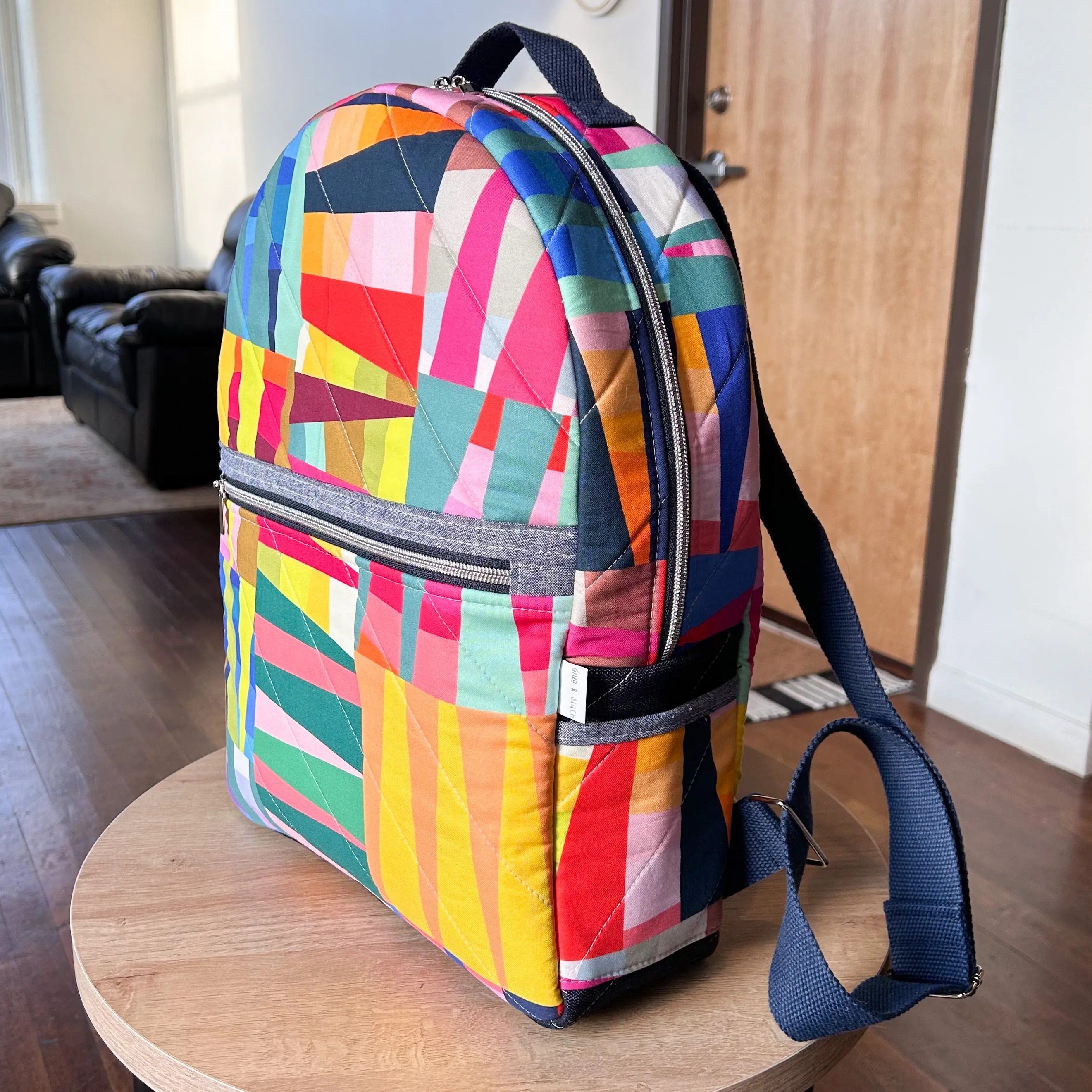 Archie Backpack in Colorful Kaleidoscope and Denim