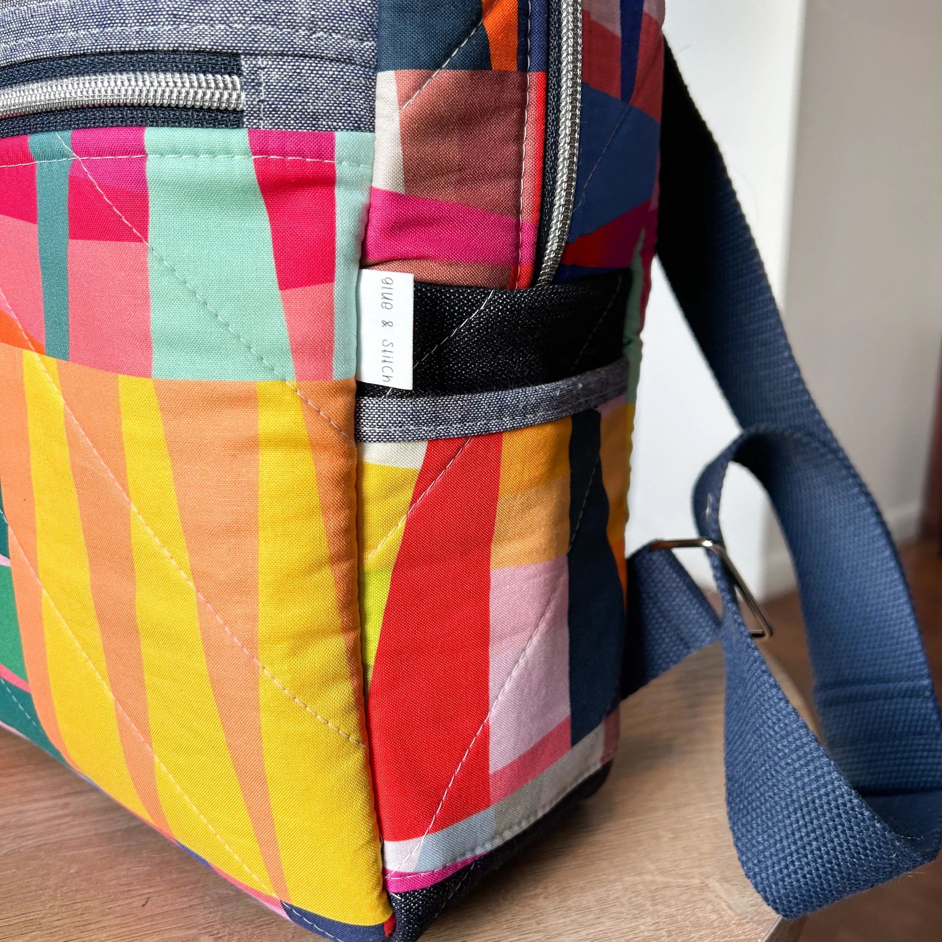 Archie Backpack in Colorful Kaleidoscope and Denim