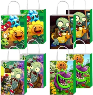 ARHAVI 12pcs Plants Themed Gift Bags Goodie Bags with Handles, Plants Party Supplies for Kids Birthday Decorations