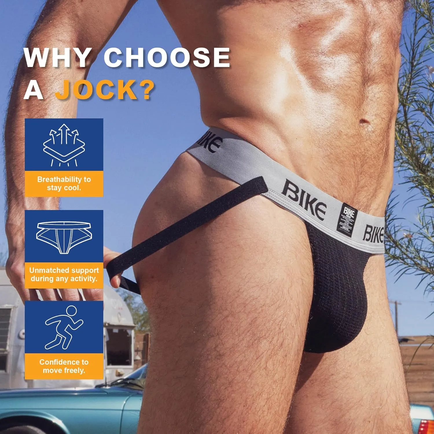 Athletic Classic Jockstrap | Soft Cotton Pouch for Breathable Comfort | Durable 3-Inch Elastic Waistband