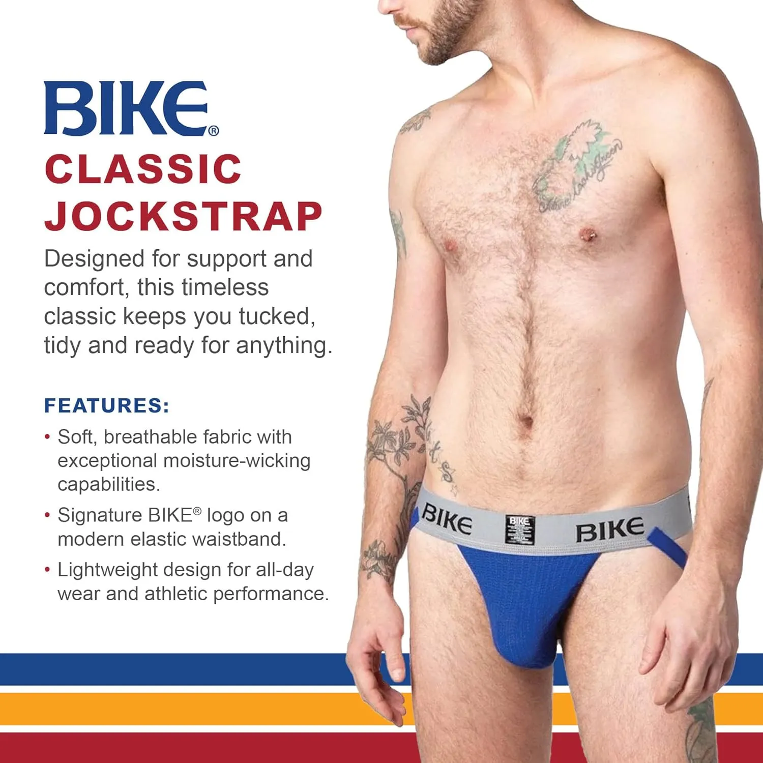 Athletic Classic Jockstrap | Soft Cotton Pouch for Breathable Comfort | Durable 3-Inch Elastic Waistband