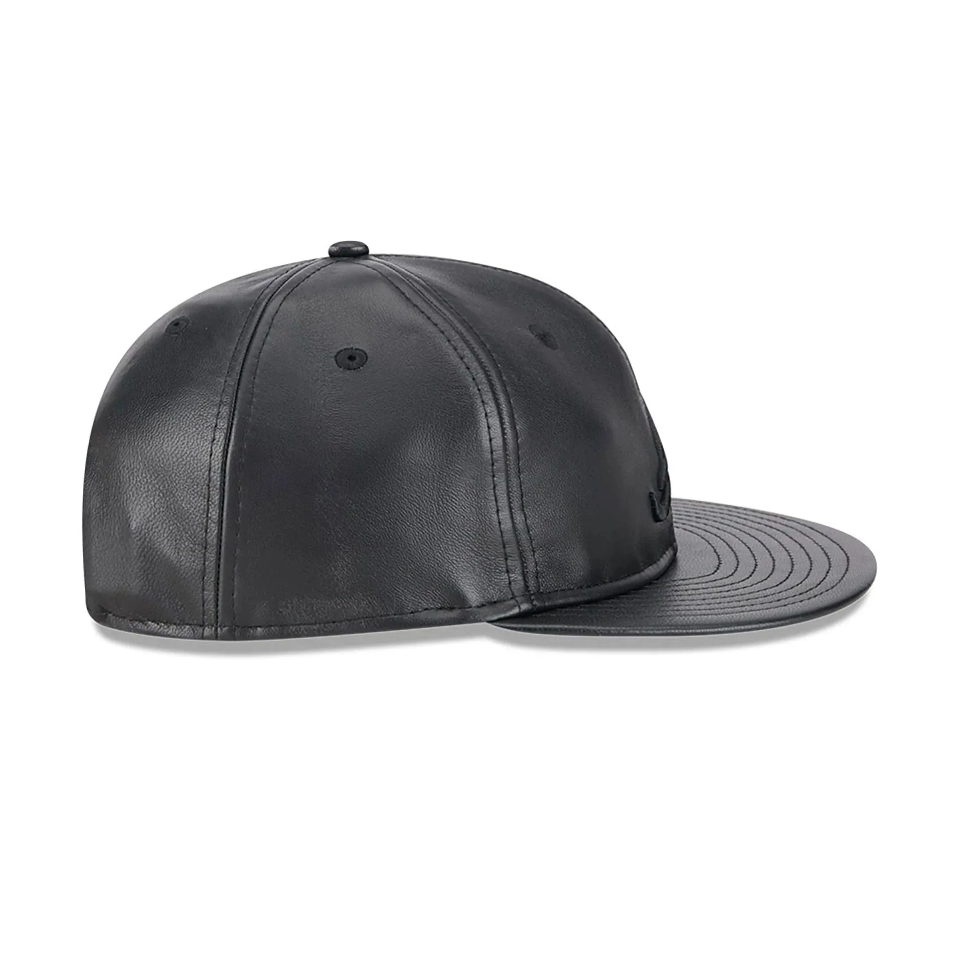 Atlanta Braves Genuine Leather Black Retro Crown 9FIFTY Strapback Cap
