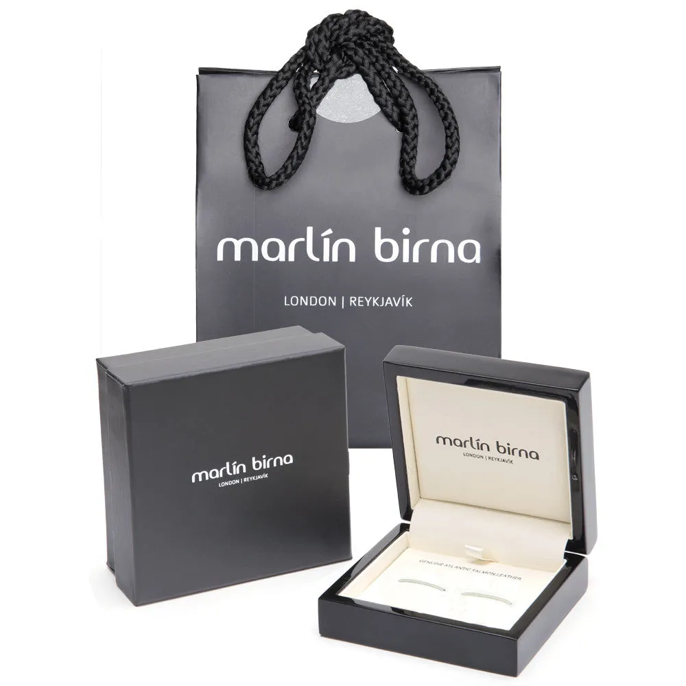 Atlantic Salmon Leather Cufflinks Black-Tone ▪ Dark Blue