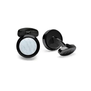 Atlantic Salmon Leather Cufflinks Black-Tone ▪ White
