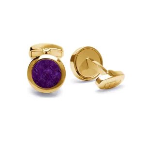 Atlantic Salmon Leather Cufflinks Gold-Tone ▪ Purple
