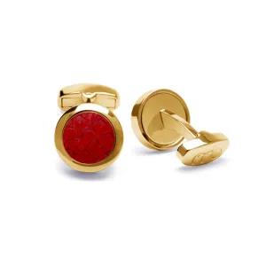 Atlantic Salmon Leather Cufflinks Gold-Tone ▪ Red