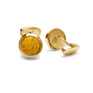 Atlantic Salmon Leather Cufflinks Gold-Tone ▪ Yellow