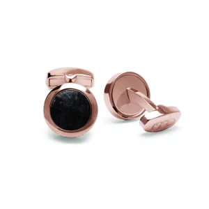 Atlantic Salmon Leather Cufflinks Rose Gold-Tone ▪ Black