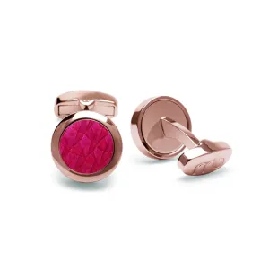 Atlantic Salmon Leather Cufflinks Rose Gold-Tone ▪ Fuchsia