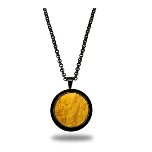 Atlantic Salmon Leather Pendant Black-Tone ▪ Yellow