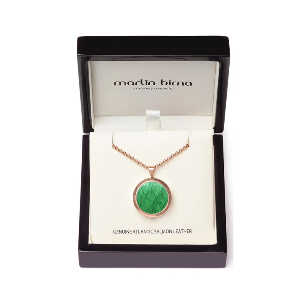 Atlantic Salmon Leather Pendant Rose Gold-Tone ▪ Light Green