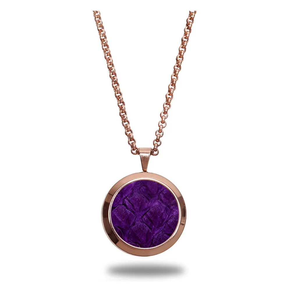 Atlantic Salmon Leather Pendant Rose Gold-Tone ▪ Purple