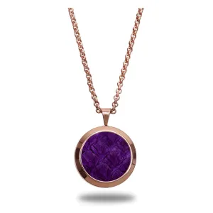 Atlantic Salmon Leather Pendant Rose Gold-Tone ▪ Purple