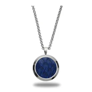 Atlantic Salmon Leather Pendant Silver-Tone ▪ Dark Blue