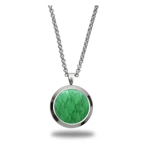 Atlantic Salmon Leather Pendant Silver-Tone ▪ Light Green