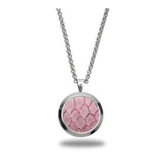 Atlantic Salmon Leather Pendant Silver-Tone ▪ Light Pink