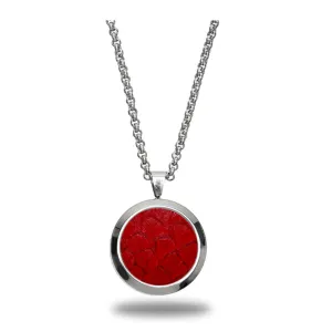Atlantic Salmon Leather Pendant Silver-Tone ▪ Red