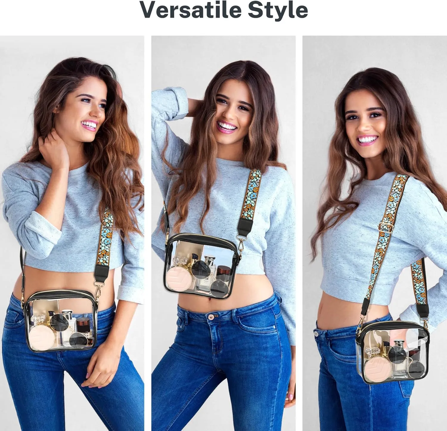 Aveniee Clear Bag Stadium Approved, Clear Purses for Women, Crossbody Bag for Concerts with Adjustable Strap