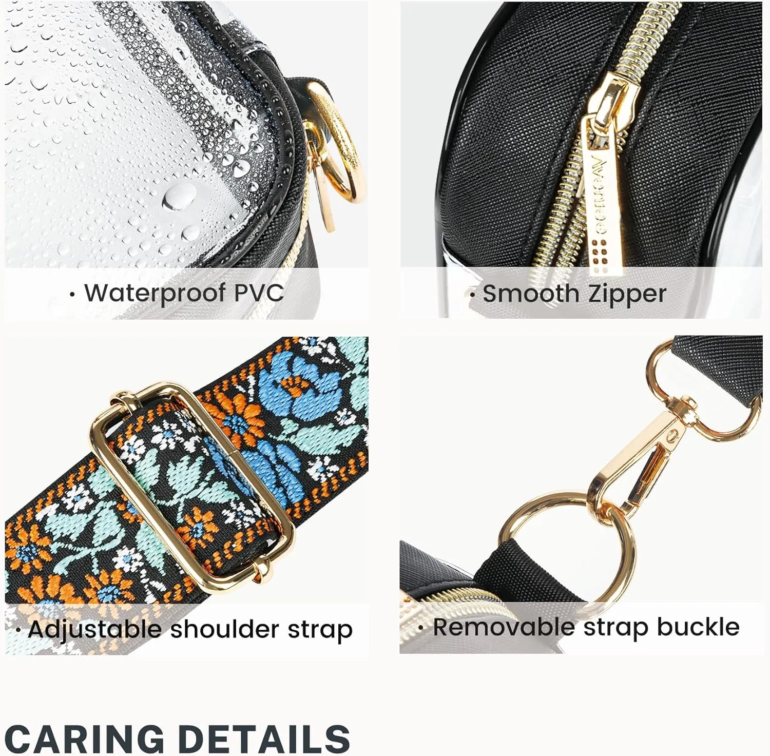 Aveniee Clear Bag Stadium Approved, Clear Purses for Women, Crossbody Bag for Concerts with Adjustable Strap
