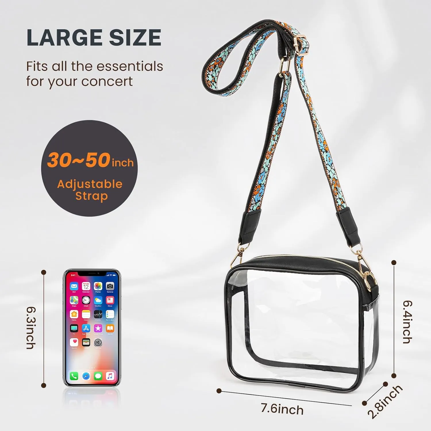 Aveniee Clear Bag Stadium Approved, Clear Purses for Women, Crossbody Bag for Concerts with Adjustable Strap
