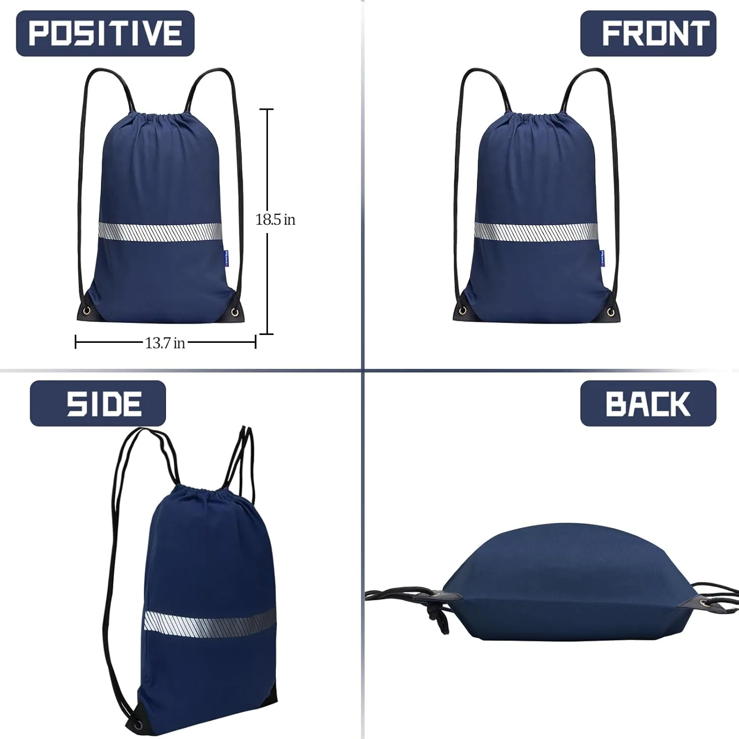 AYKRM Navy Drawstring Backpack Bag work Sackpack