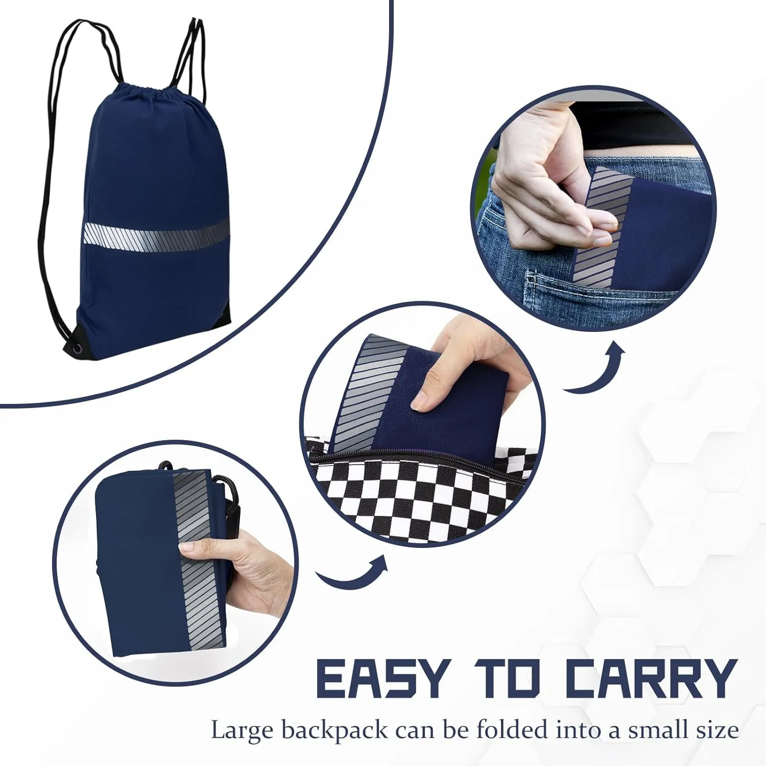AYKRM Navy Drawstring Backpack Bag work Sackpack