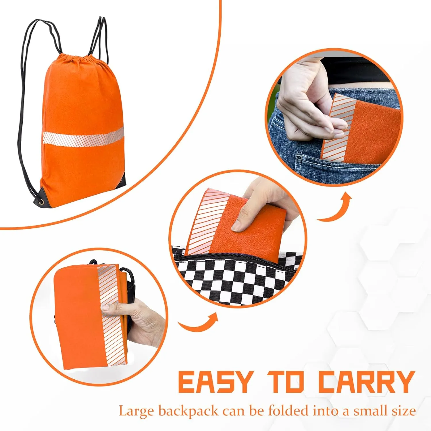 AYKRM Orange Drawstring Backpack Bag work Sackpack