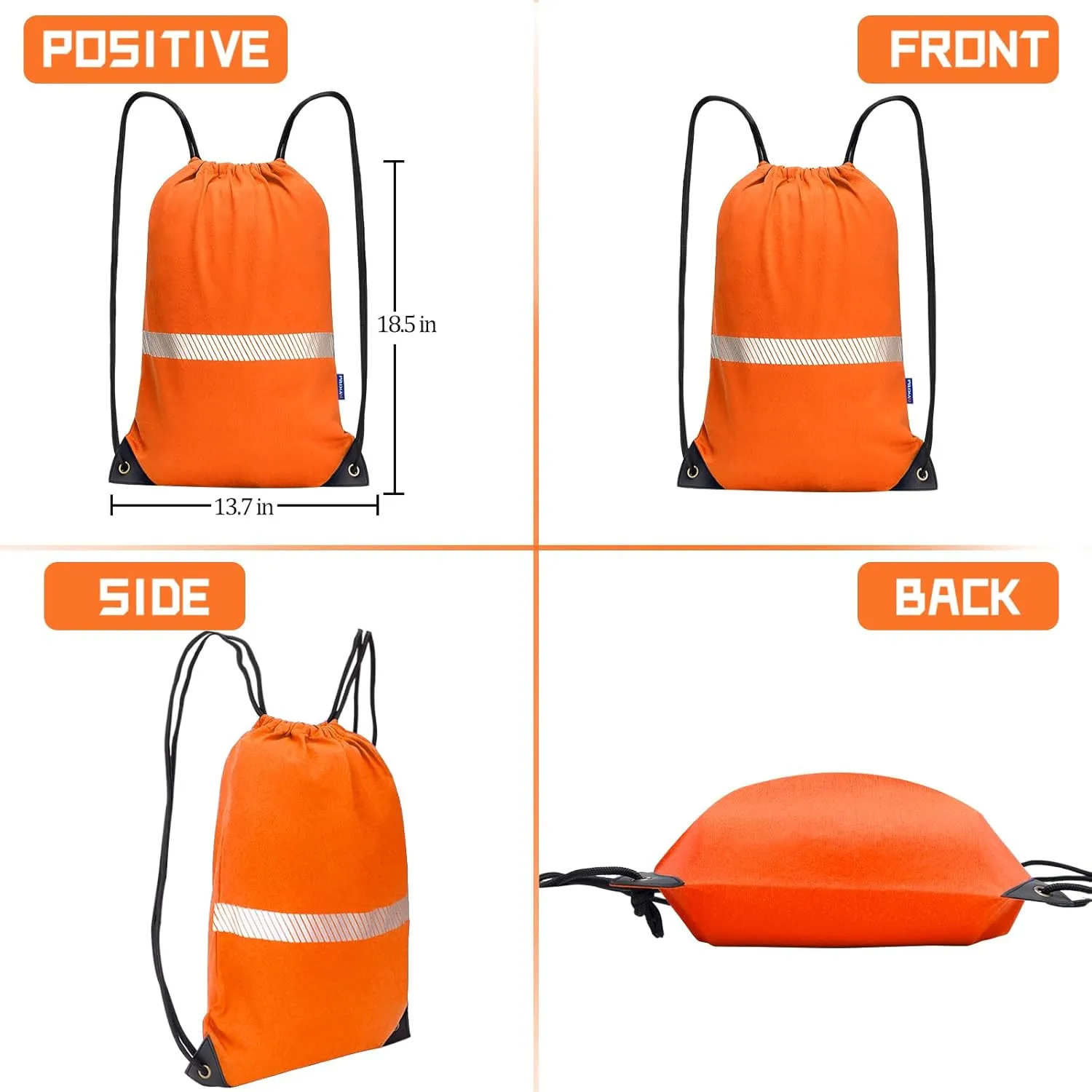 AYKRM Orange Drawstring Backpack Bag work Sackpack