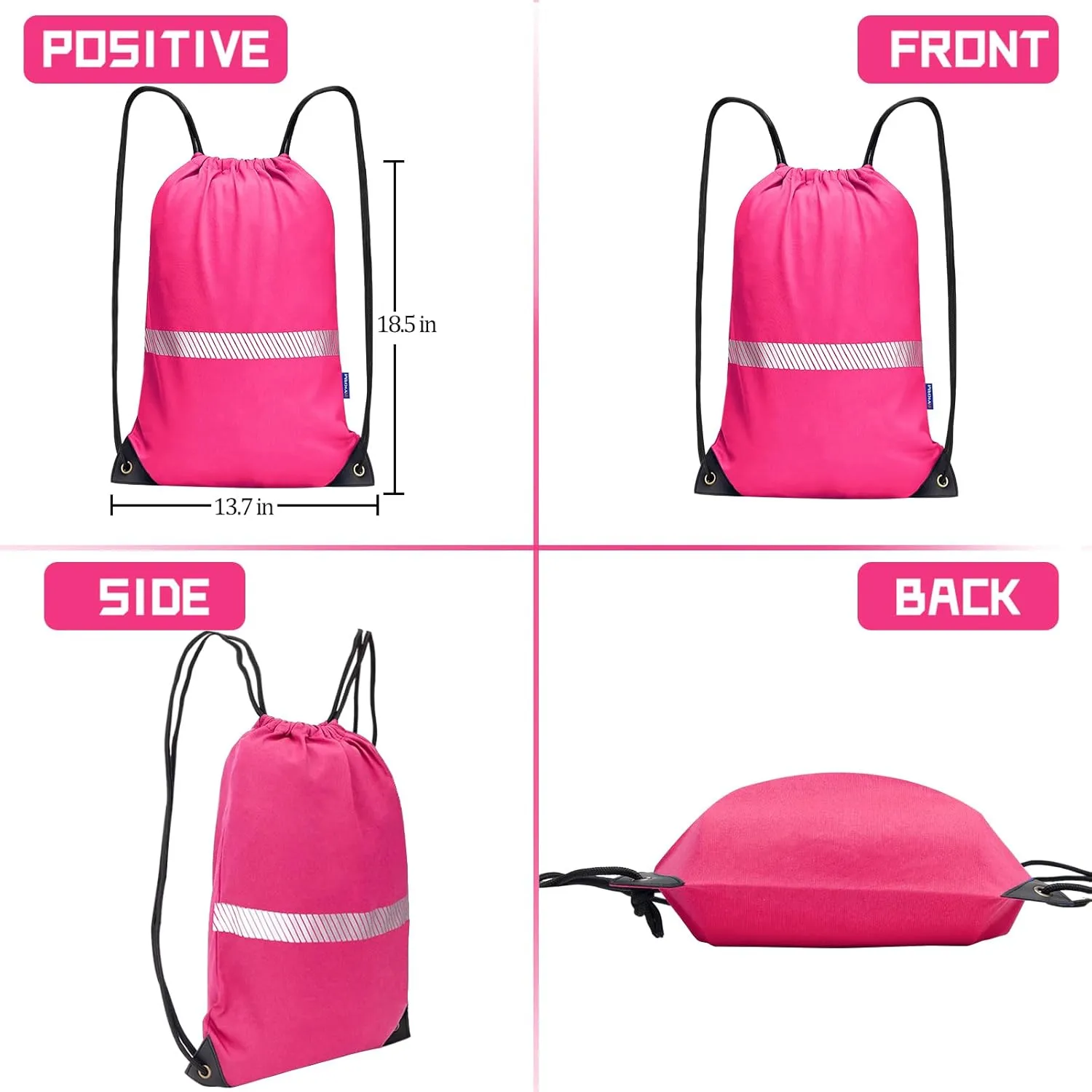 AYKRM Pink Drawstring Backpack Bag work Sackpack
