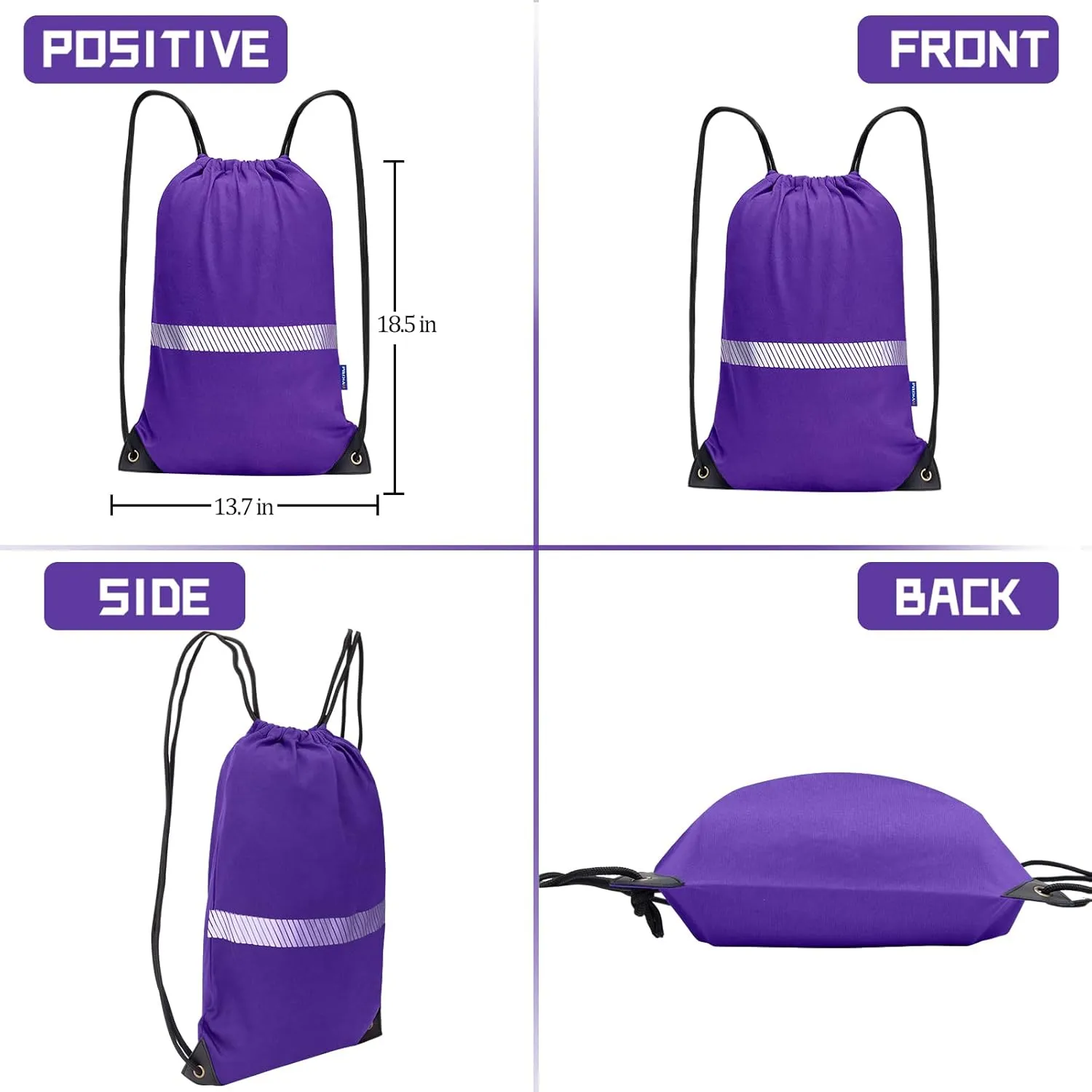 AYKRM Purple Drawstring Backpack Bag work Sackpack