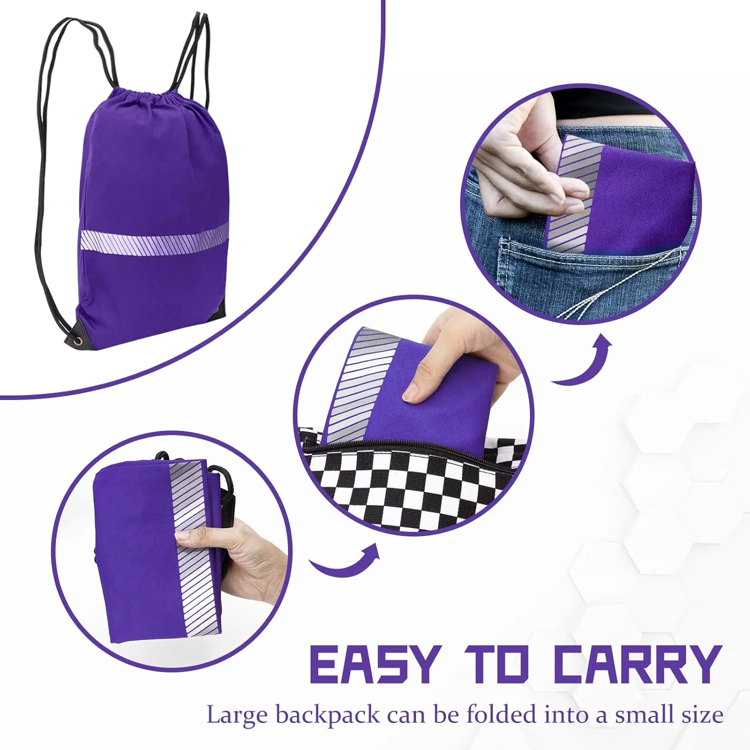 AYKRM Purple Drawstring Backpack Bag work Sackpack
