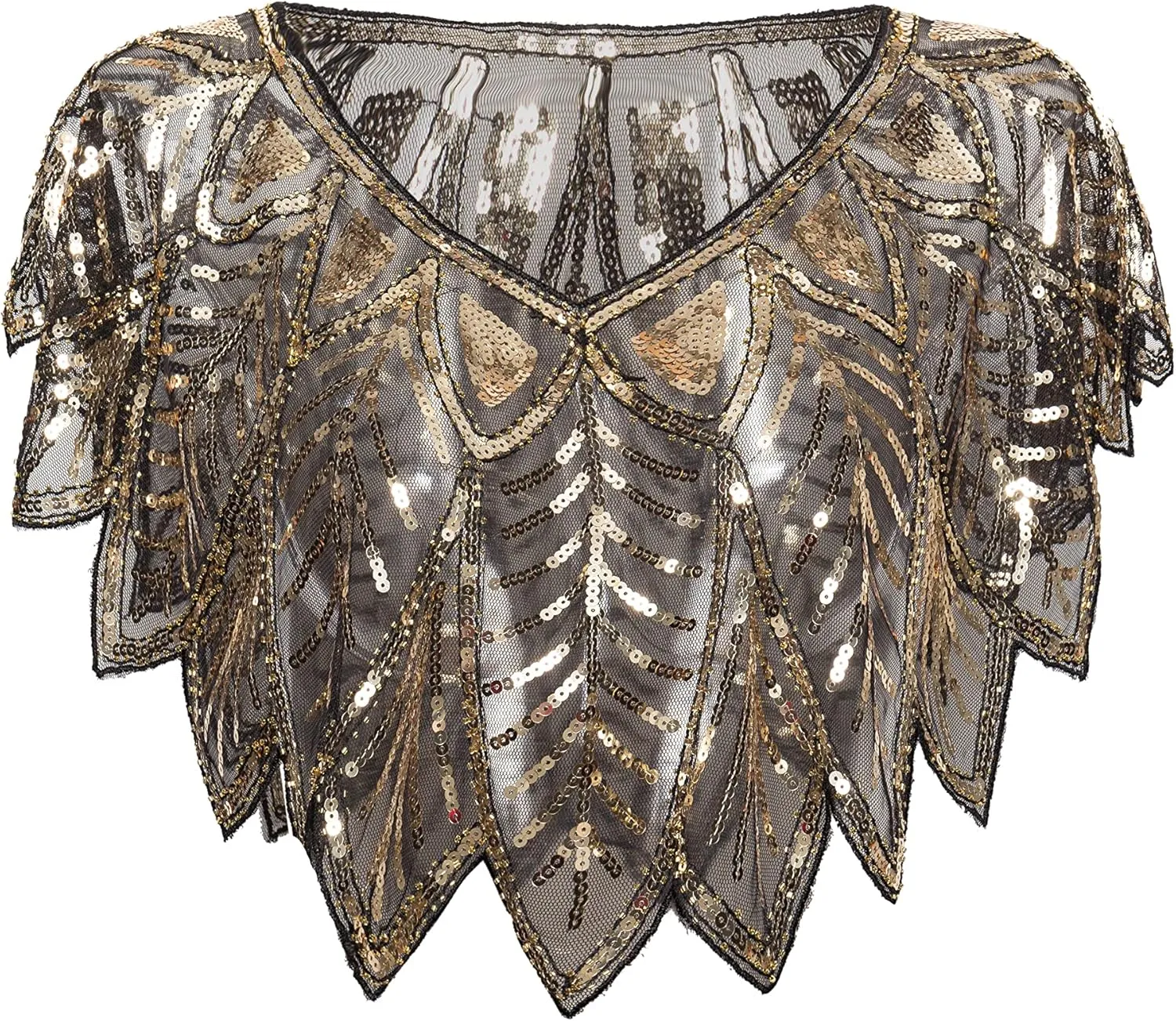 BABEYOND 1920s Shawl Wraps Sequin Beaded Evening Cape Bridal Shawl