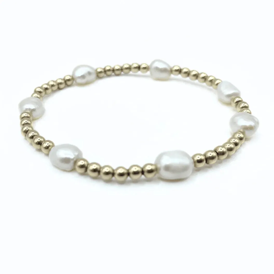 Baroque Patterned Pearl Bracelet in 14k Gold-Filled