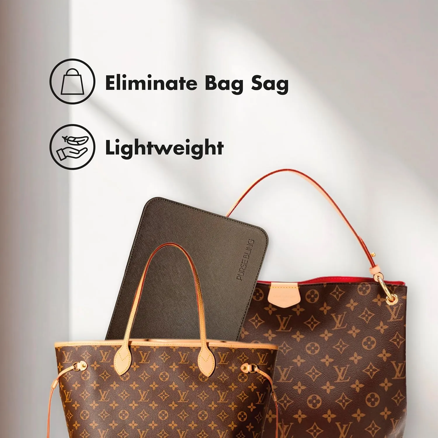 Base Shaper for Neverfull GM, Bag Shaper for LV Never full Bags and other LV Totes, Vegan Leather (Red, GM)