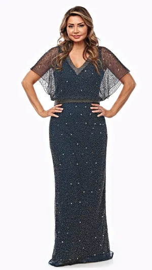 Batwing Beaded Gown JH0504