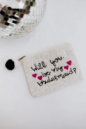 Be My Bridesmaid Beaded Clutch, White
