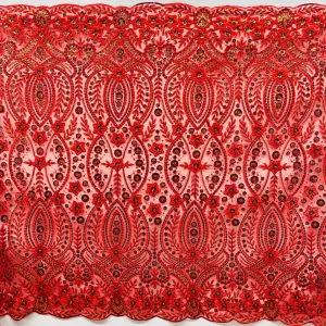 Beaded and Sequined Floral Sparkling Lace Fabric Embroidered on 100% Polyester Net Mesh| Lace USA - GD-2216