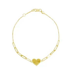 Beaded Border Heart & Paper Clip Bracelet